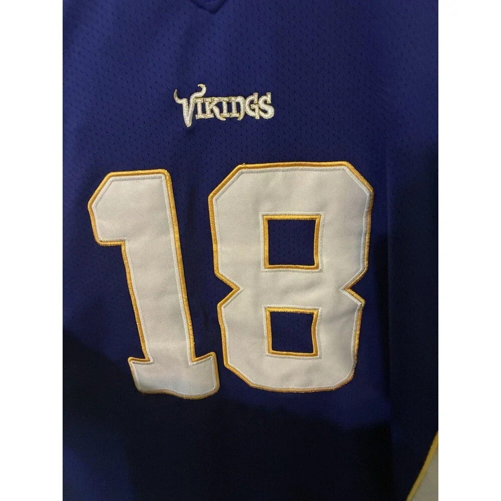 Reebok Minnesota Vikings Rice Stitched Jersey Purple #18 On Field NFL Sz 50